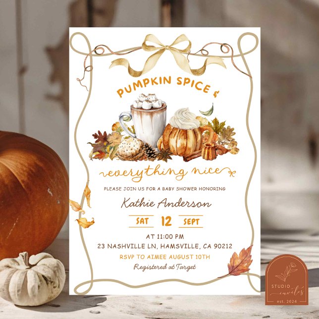 Invitation Caramel de citrouille Coquette de l'automne (Créateur téléchargé)