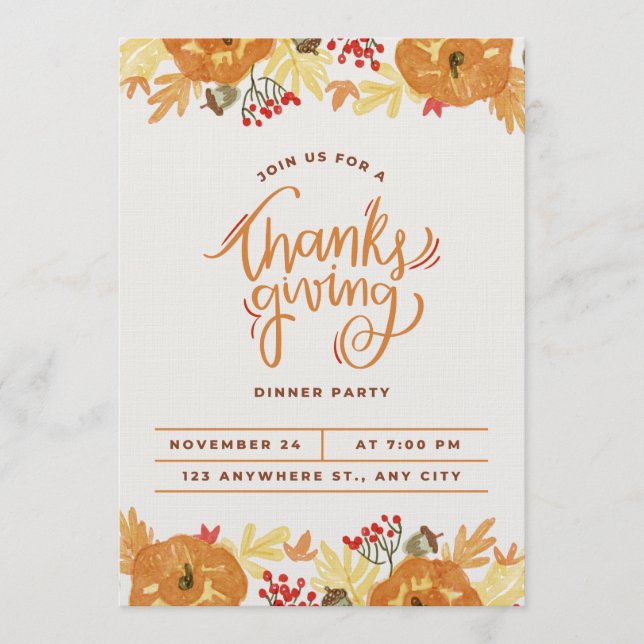 Invitation card for thanksgiving day  (Devant)