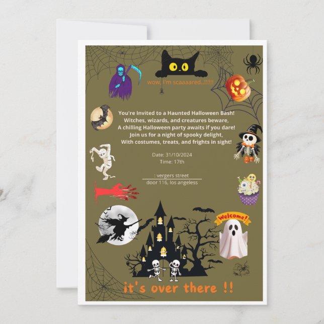 invitation card to an alooeen party  (Devant)