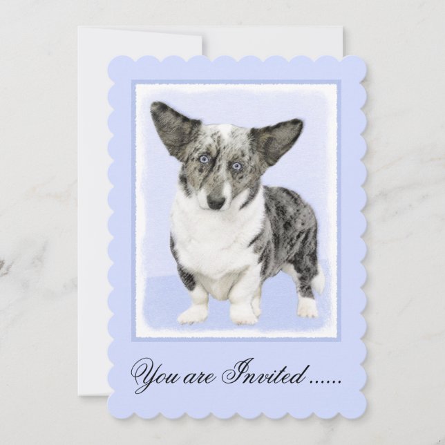 Invitation Cardigan Welsh Corgi Peinture - Art Chien original (Devant)