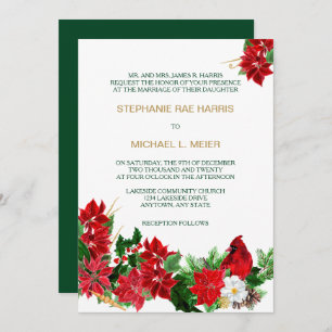 Invitation cardinal de mariage de Noël de