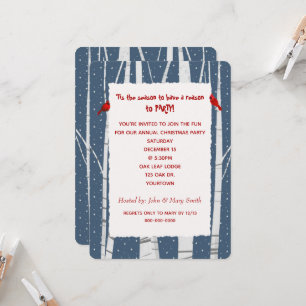 Invitation Cardinal de Noël de Birch Blanc et Snowflakes