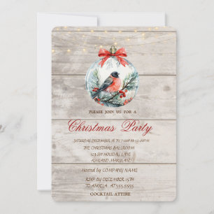 Invitation Cardinal Rouge Holly Berry Ball Christmas Corporat