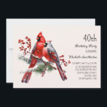 Invitation Cardinals rouges Baies 40e anniversaire<br><div class="desc">Beaux cardinaux rouges sur une invitation enneigée à la fête du 40e anniversaire d'hiver. Contactez-moi pour obtenir de l'aide sur vos personnalisations ou pour demander des produits Zazzle correspondants ou coordonnés supplémentaires pour votre célébration.</div>