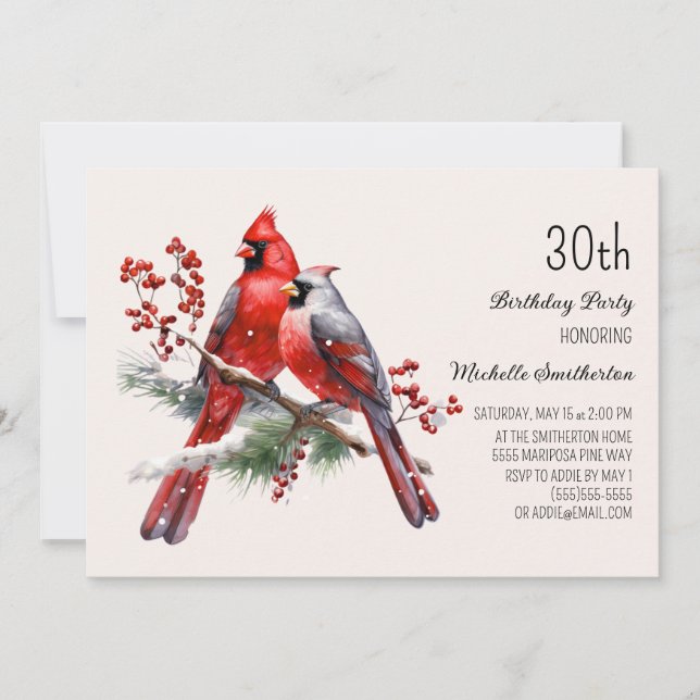 Invitation Cardinaux rouges Baies 30e Anniversaire (Devant)