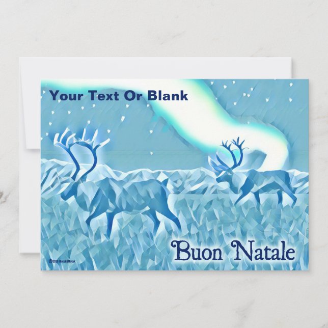Invitation Caribou bleu cristal - Buon Natale (Devant)
