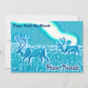 Invitation Caribou bleu cristal - Buon Natale