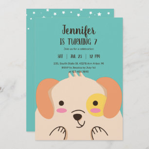 Invitation Caricature Chien mignon Anniversaire de enfant chi