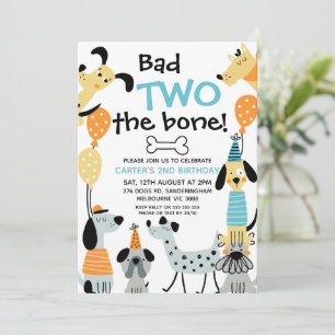 Invitation Caricature Comme Mauvais Deux Chiens Os 2e anniver