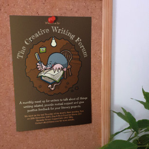 Invitation Caricature Cute Mole Novelist Livre D'Écriture Dan