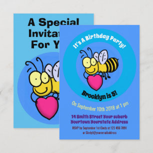 Invitation Caricature d'abeille mignonne