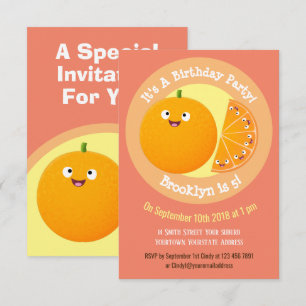 Invitation Caricature d'agrumes d'orange mou