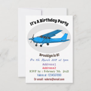 Invitation Caricature d'avion à voilure fixe