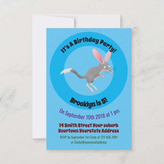 Invitation Caricature de bilby australien très heureuse (Devant)