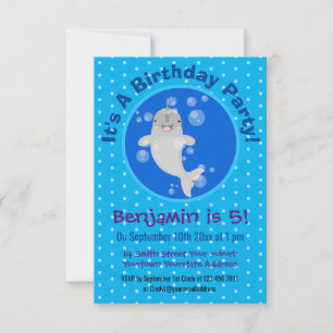 Invitation Caricature de bulles de narval joyeux