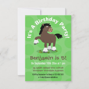 Invitation Caricature de cheval de trait de Cute Clydesdale