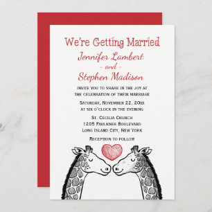 Invitation Caricature de coeur de la Giraffe Mariage de Bourg