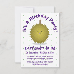 Invitation Caricature de durian joyeux
