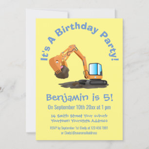 Invitation Caricature de la pelle orange