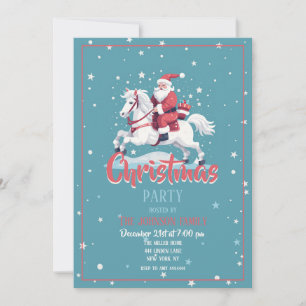 Invitation Caricature de Noël du Père Noël et du Cheval