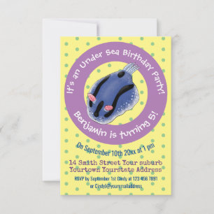 Invitation Caricature de nudibranche bleu mignon
