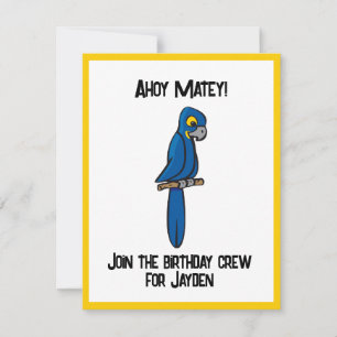 Invitation Caricature de perroquet Ahoy Matey Pirate, drôle d