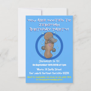 Invitation Caricature de platypus bébé très heureuse
