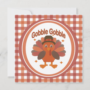 Invitation Caricature de Turquie Thanksgiving - "Gobble Gobbl