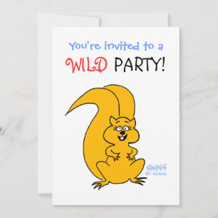Invitation Caricature d'écureuil d'Art Fête sauvage Humoristi