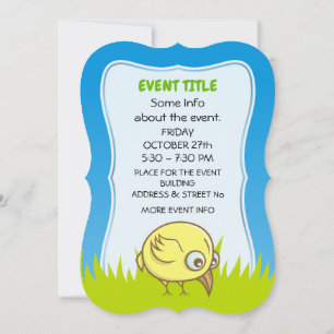 Invitation Caricature d'oiseau jaune