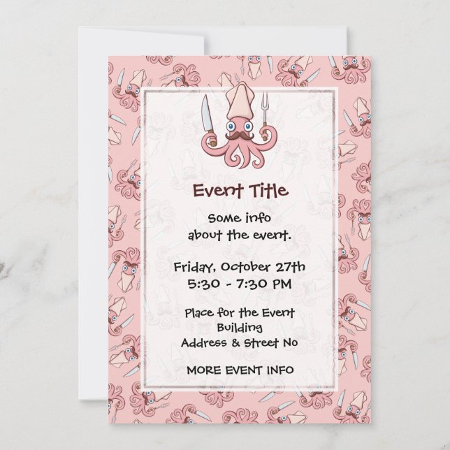 Invitation Caricature du chef calmar (Dos)