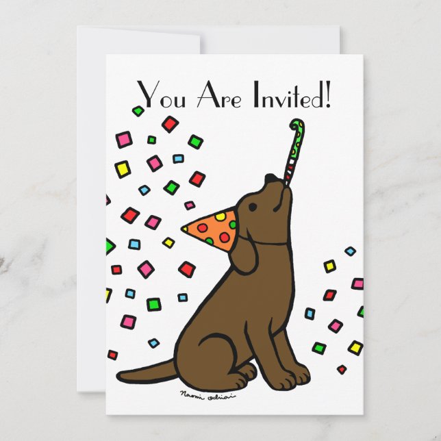 Invitation Caricature du Labrador au chocolat d'anniversaire (Devant)