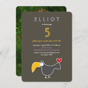 Invitation Caricature mignonne Toucan Photo Fête d'anniversai