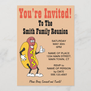 Invitation Caricature pour hot Dog de la Réunion de votre fam