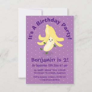 Invitation Caricature sur la banane de Cute kawaii