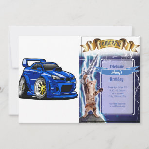 Invitation Caricature sur la vitesse de voiture de muscle ble