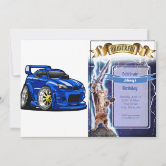 Invitation Caricature sur la vitesse de voiture de muscle ble