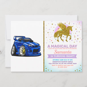 Invitation Caricature sur la vitesse de voiture de muscle ble