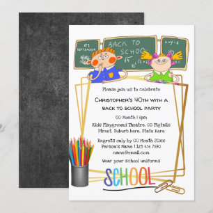 Invitation Caricature sur le tableau noir de la classe des en