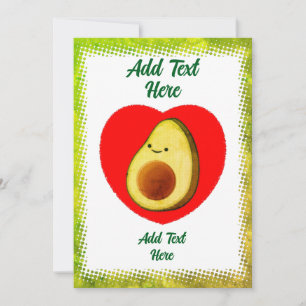 Invitation Caricature Vert De L'Avocado Dans Le Coeur Rouge V