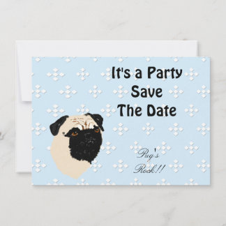 Invitation Carlin - Bleu avec dessin au diamant blanc