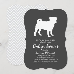 Invitation Carlin Chien Baby shower Genre gris neutre