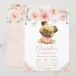 Invitation Carlin Chien Chien Rosé Blush Floral Girl Annivers