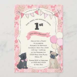 Invitation Carlins et baisers Chien Chien Coquelicot Photo An