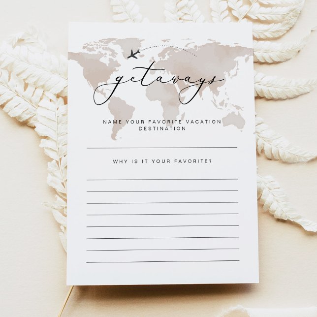 Invitation CARMEN Travel Getaways Fête des mariées Game Card (Créateur téléchargé)