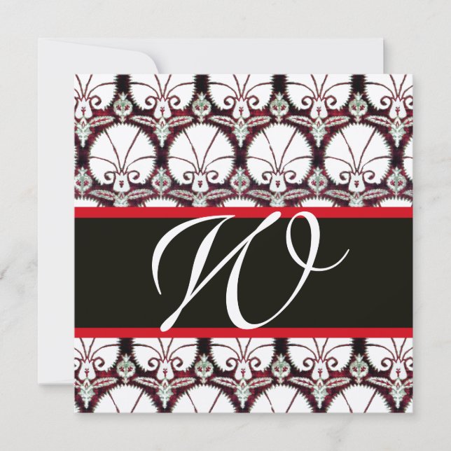Invitation CARNATIONS DE DOMMAQUES ROUGES NOIR MONOGRAM Gold (Devant)