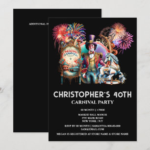 Invitation Carnaval à thème du cirque pour adultes