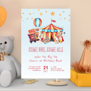 Invitation Carnaval Circus Boy 1er Anniversaire Bash
