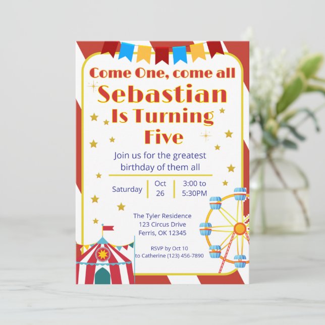 Invitation Carnaval classique Fun Annival Party (Debout devant)