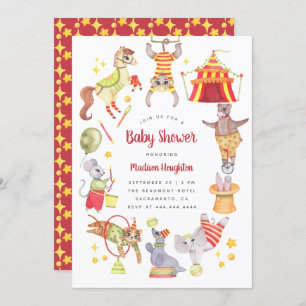 Invitation Carnaval d'Aquarelle mignonne Cirque Baby shower a